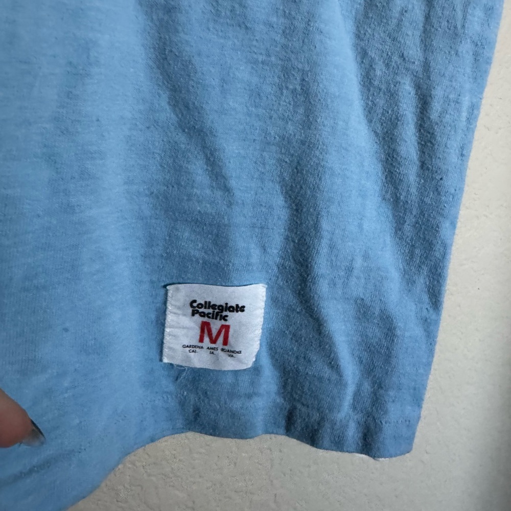 70s UCLA 3/4 Sleeve Cotton Jersey T-Shirt Artex Sz M Single Stitch Blue - Picture 3 of 8